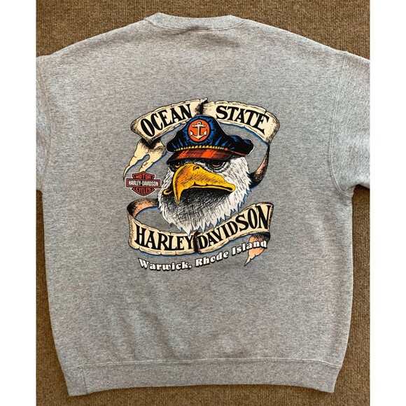 Vintage Harley Davidson Sweatshirt Mens L Ocean State Warwick Rhode Island 90s - Picture 1 of 7
